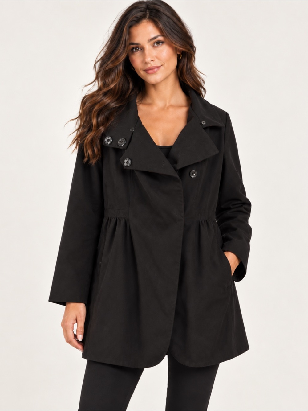 bebe Black Tailored Coat Jacket Button Front Lined Size M